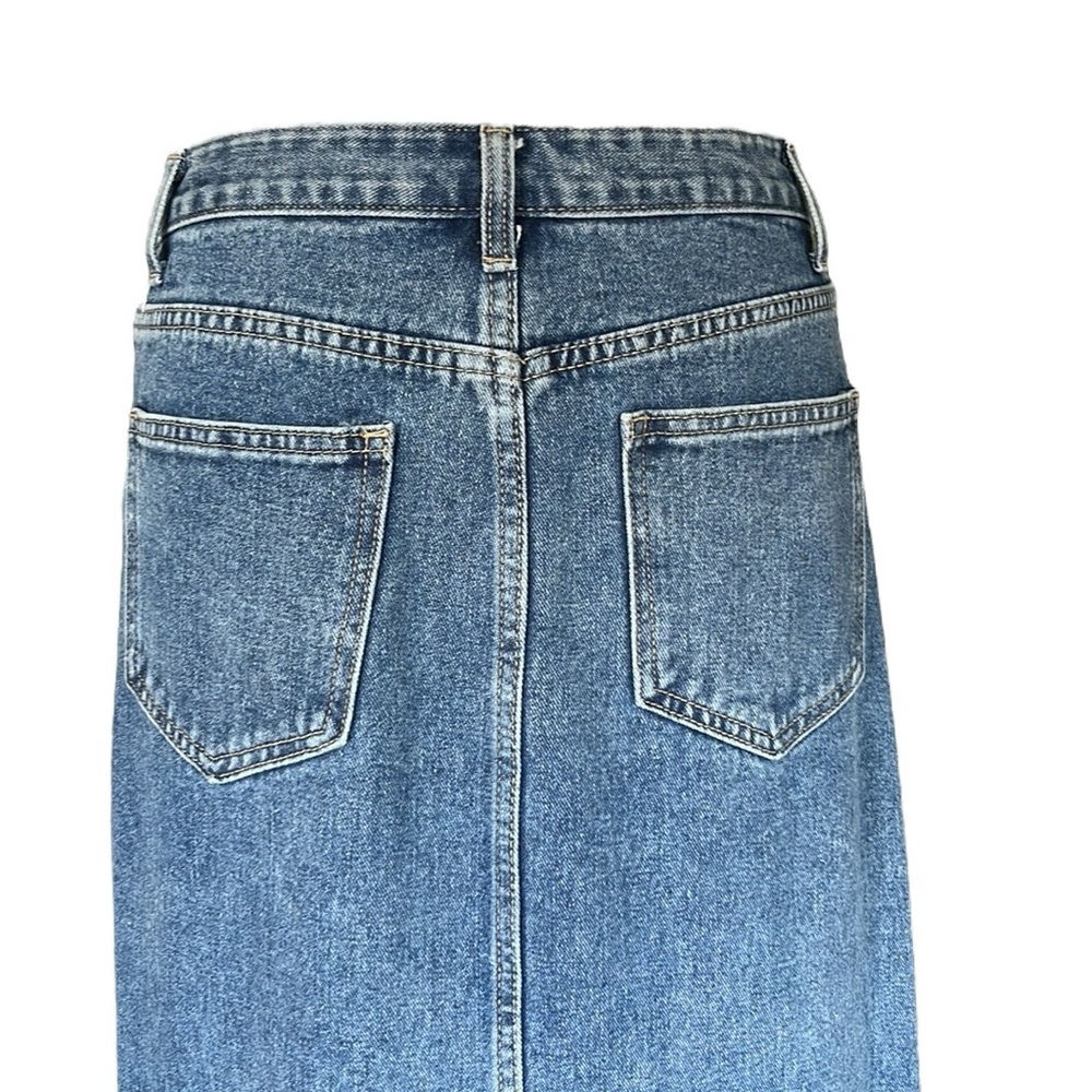 Cider Denim Solid Split Midi Skirt - image 6